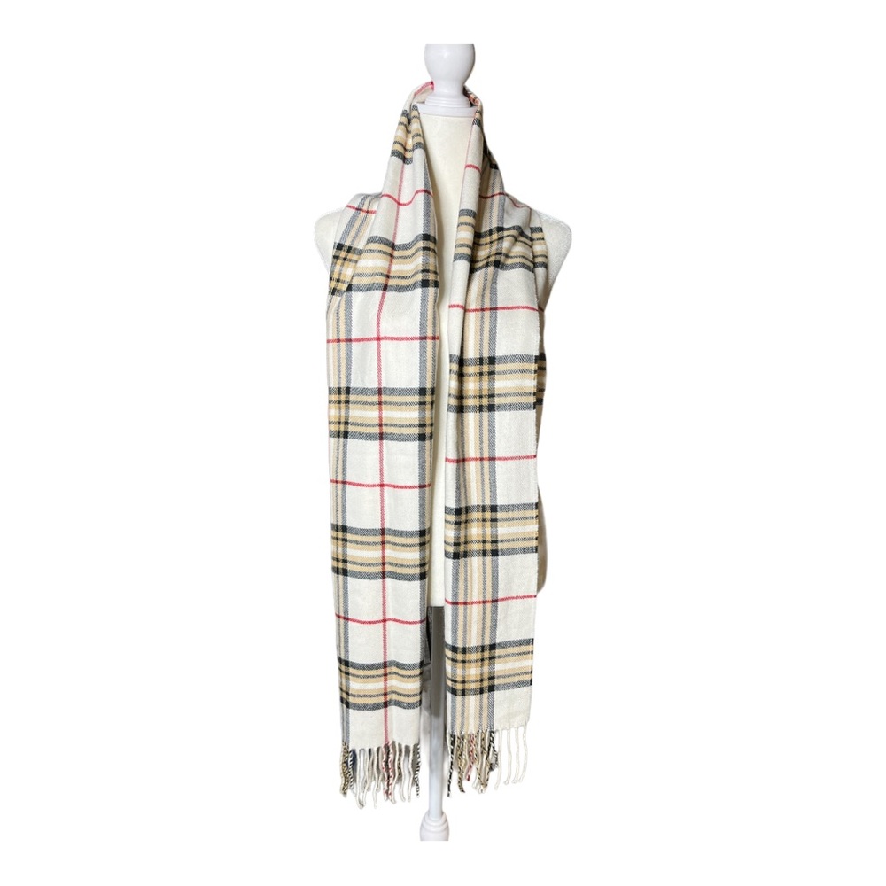 Classic Plaid Tartan Fringe Scarf Cozy Soft Winter Wrap One Size